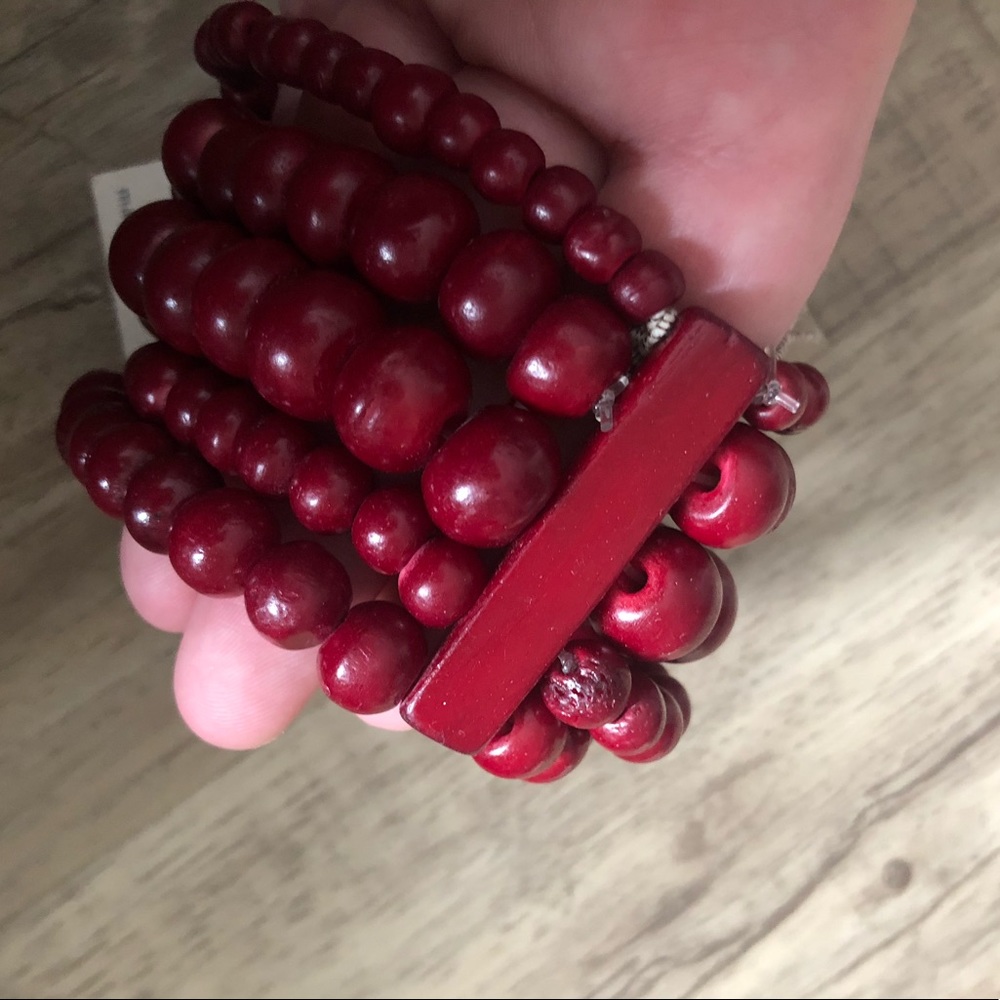 Wooden Bead Bracelet - Red